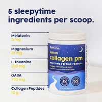 NativePath Collagen Pm - Lemon Nighttime Collagen Peptides Powder with Magnesium, Gaba, L-Theanine and Melatonin - 20 Servings