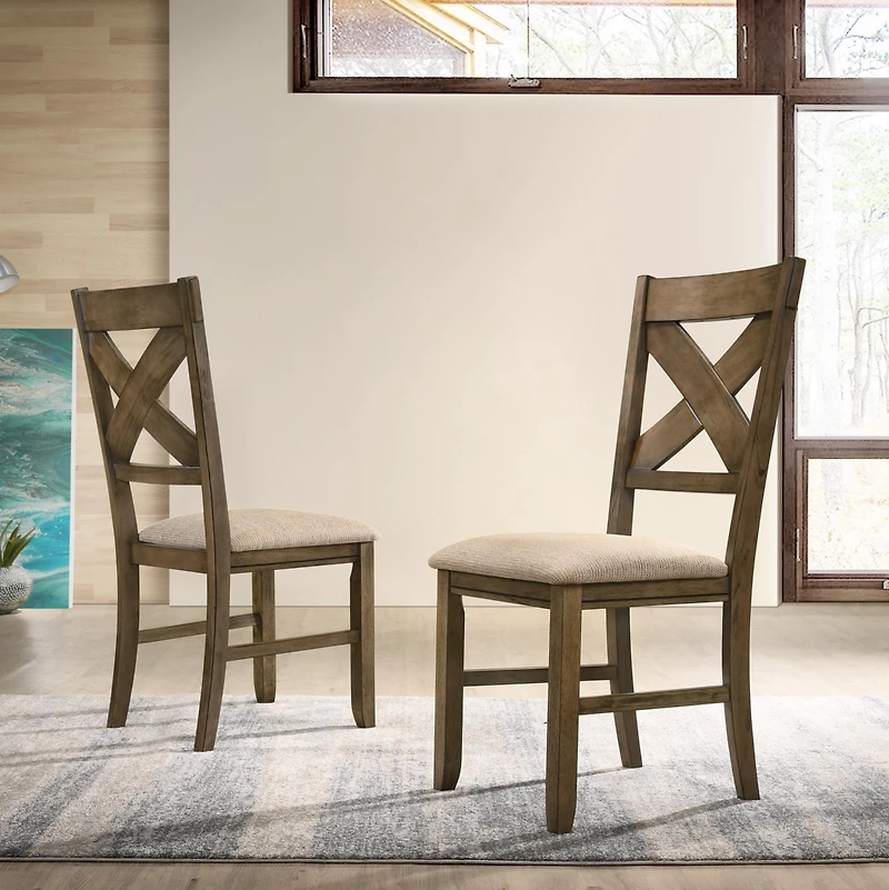 Streamdale Wood Fabric Upholstered Dining Chair Set of 2
