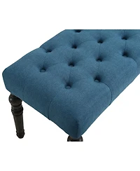 Streamdale Fabric Tufted Turned Leg Dining Bench, Blue
