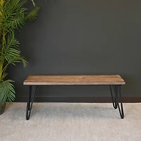 Streamdale Furniture Industrial Wood Dining Bench, Rustic Dark Pine Finish