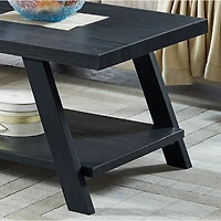 Streamdale Furniture Replicated Wood Shelf Coffee Table in Black Finish