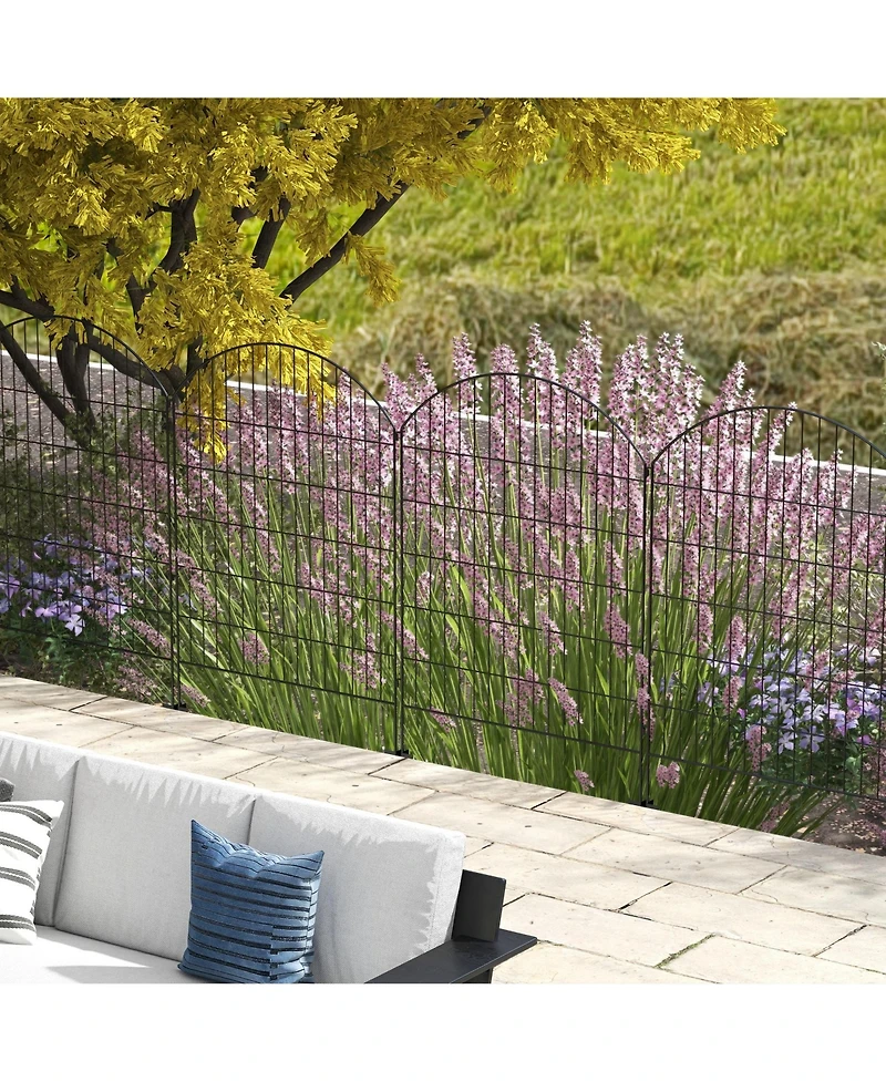 4-Panel Decorative Garden Fence with Interlocking Design