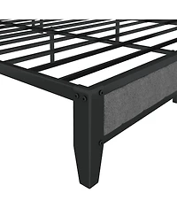 Simplie Fun Full Size Bed Frame with Charging Station, Upholstered Headboard, Metal Platform, Grey