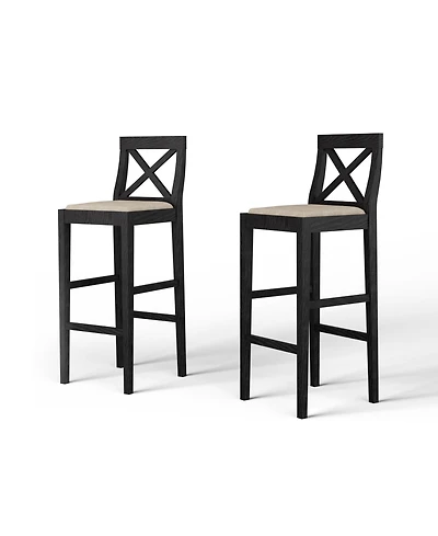 Streamdale Sturdy Rubber Wood Bar Chair Set for Enhanced Comfort (2Pcs)
