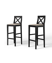 Streamdale Sturdy Rubber Wood Bar Chair Set for Enhanced Comfort (2Pcs)