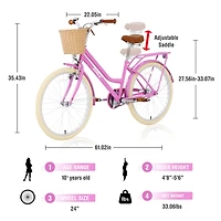 Streamdale 24" Girls Bike Steel Frame, Multiple Colors, 10+ Years