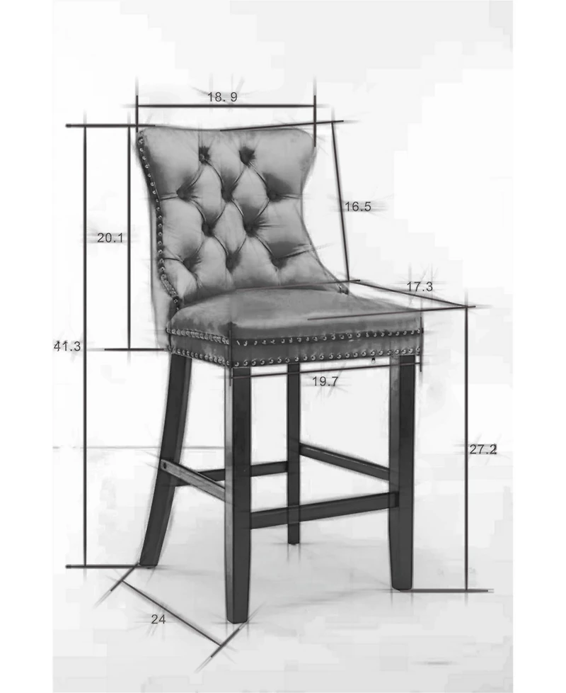 Streamdale Blue Velvet Button Tufted Barstools with Chrome Trim (Set of 2)