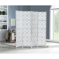 Streamdale Furniture Quarterfoil infused Diamond Design 4-Panel Room Divider, Silver