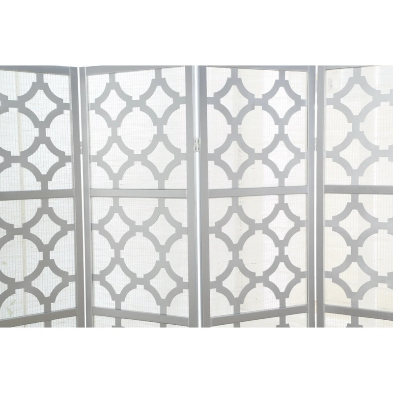 Streamdale Furniture Quarterfoil infused Diamond Design 4-Panel Room Divider, Silver