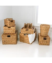 Jonathan Y Traditional Assorted Hand-Woven Hyacinth/Iron Baskets, Dark Brown Wash (Set of 10)