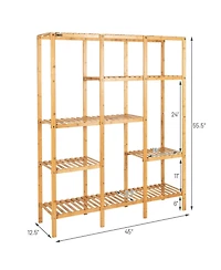 Sugift Multifunctional Bamboo Shelf Storage Organizer Rack