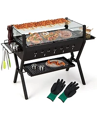 Vebreda Barbecue Charcoal Grills with Wind Guard Seasoning Racks