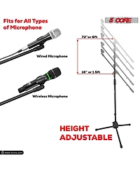 5 Core Microphone Stand Pair Floor Height Adjustable w Telescoping Boom Arm