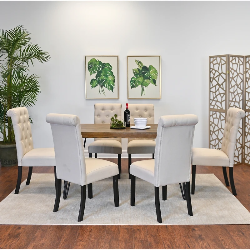 Streamdale Furniture 7-Piece Dining Set, Hairpin Dining Table with 6 Chairs, 4 Color Options