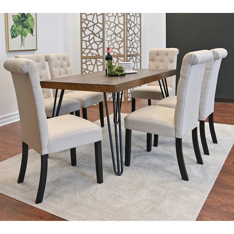 Streamdale Furniture 7-Piece Dining Set, Hairpin Dining Table with 6 Chairs, 4 Color Options