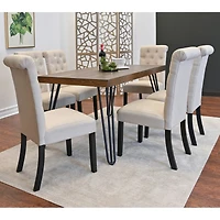 Streamdale Furniture 7-Piece Dining Set, Hairpin Dining Table with 6 Chairs, 4 Color Options