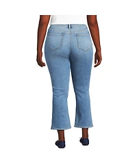 Lands' End Women's Recover High Rise Button Front Kick Flare Crop Jeans