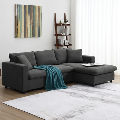 Streamdale Furniture 100.4x64.6" Modern Sectional Sofa, L-Shaped Couch Set With 2 Free Pillows, 4-Seat Fabric Couch Set