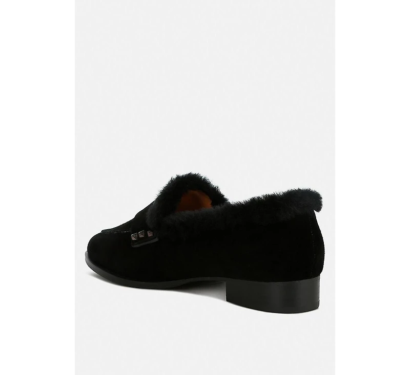 Allie Fur Trim Suede Loafers
