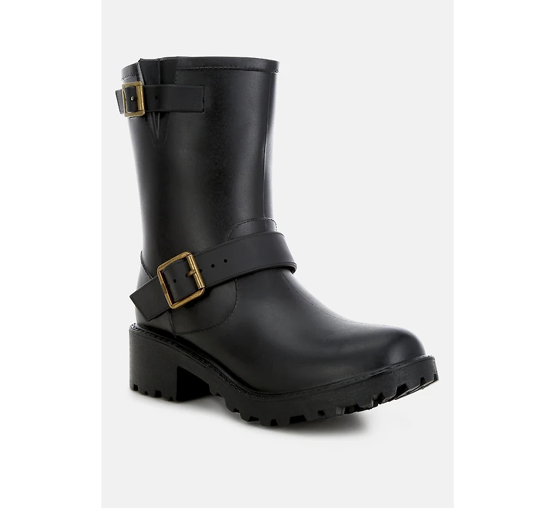 Anong Harness Detail Calf Boots Women