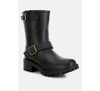Anong Harness Detail Calf Boots Women