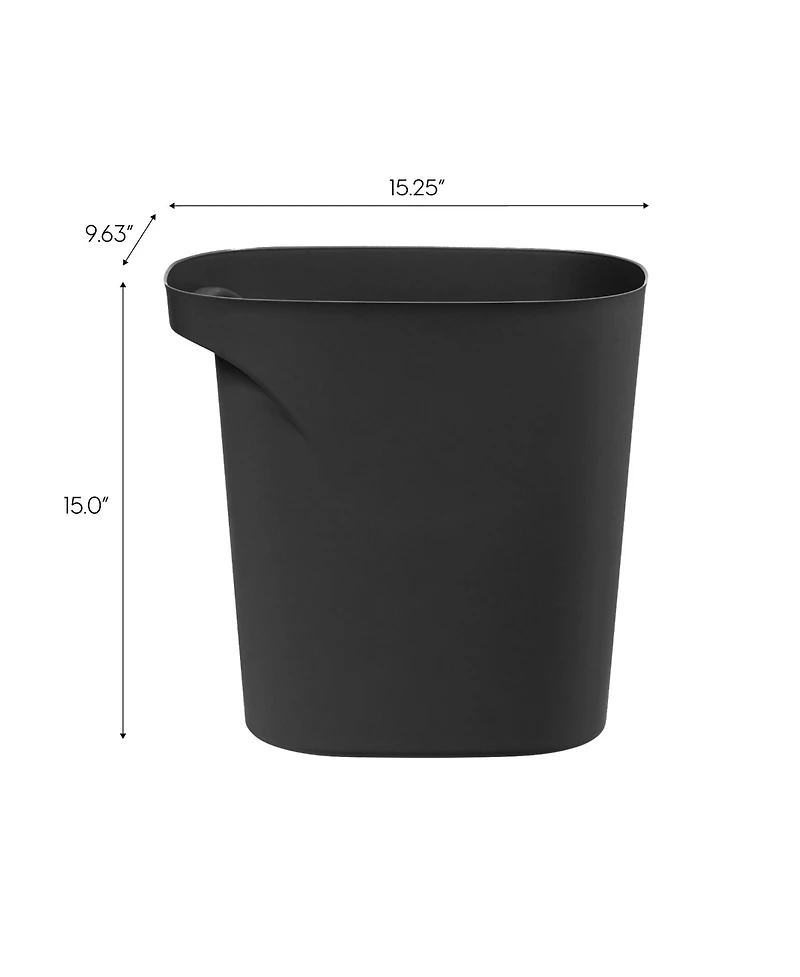 Iris Usa 6 Gallon / 24 Quart Plastic Wastebasket Trash Cans for Home, Office, Bedroom, Bathroom, Made with Recycled Materials, Black, 2-Pack