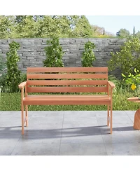 Sugift Patio Solid Wood Bench Wood 2-Seat Chair with Breathable Slatted Seat & Inclined Backrest
