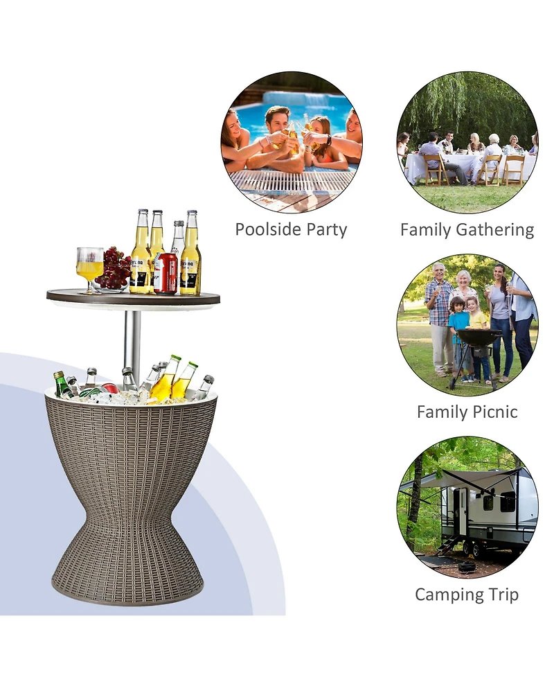 Sugift 3 Pieces Outdoor Rattan Bar Table with Extendable Tabletop
