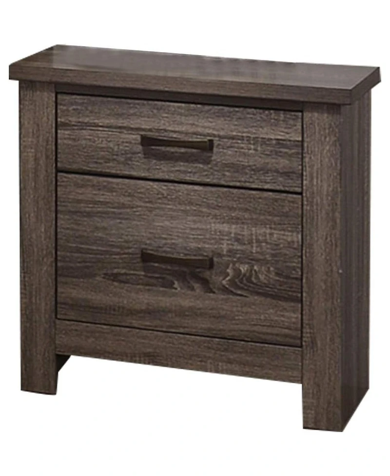Simplie Fun Natural Finish Striking Wooden Nightstand Bedside Table 2X Drawers Storage Bedroom Furniture