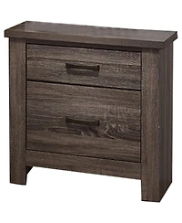 Simplie Fun Natural Finish Striking Wooden Nightstand Bedside Table 2X Drawers Storage Bedroom Furniture