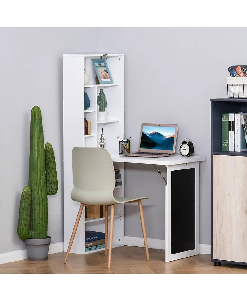 Homcom Convertible Desk with board & Shelf Multi-Function Table,