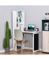 Homcom Convertible Desk with board & Shelf Multi-Function Table,