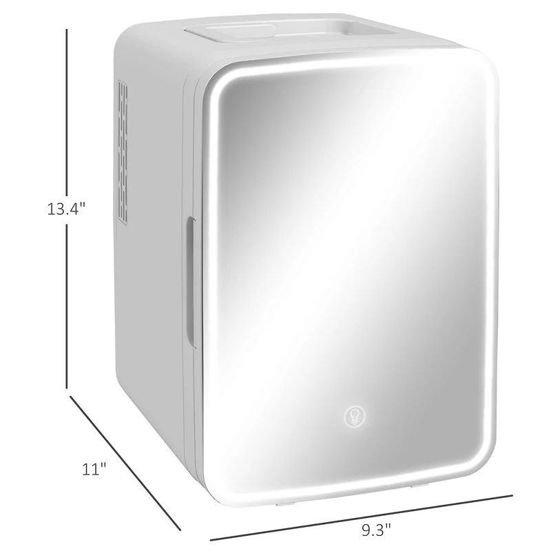 Mini Fridge with Led Mirror Cooler and Warmer Ac/Dc Powe Skincare Fridge