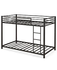 Sugift Low Profile Twin Over Metal Bunk Bed with Full-length Guardrails