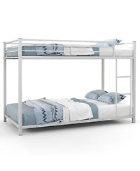 Sugift Low Profile Twin Over Metal Bunk Bed with Full-length Guardrails