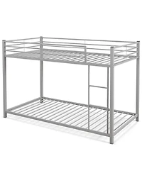 Sugift Low Profile Twin Over Metal Bunk Bed with Full-length Guardrails