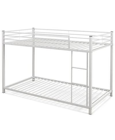 Sugift Low Profile Twin Over Metal Bunk Bed with Full-length Guardrails