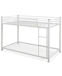Sugift Low Profile Twin Over Metal Bunk Bed with Full-length Guardrails