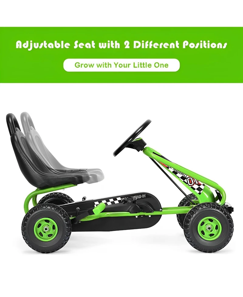 Skonyon 4 Wheel Pedal Powered Ride On Car with Adjustable Seat