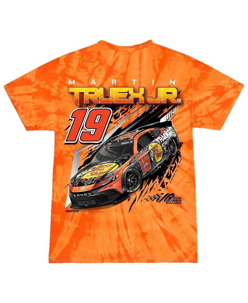 Joe Gibbs Racing Team Collection Big Boys and Girls Orange Martin Truex Jr Bass Pro Shops Car Tie-Dye T-Shirt