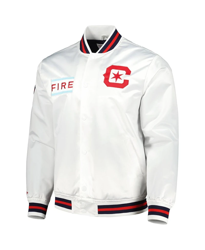 Mitchell & Ness Men's White Chicago Fire City Full-Snap Satin Jacket