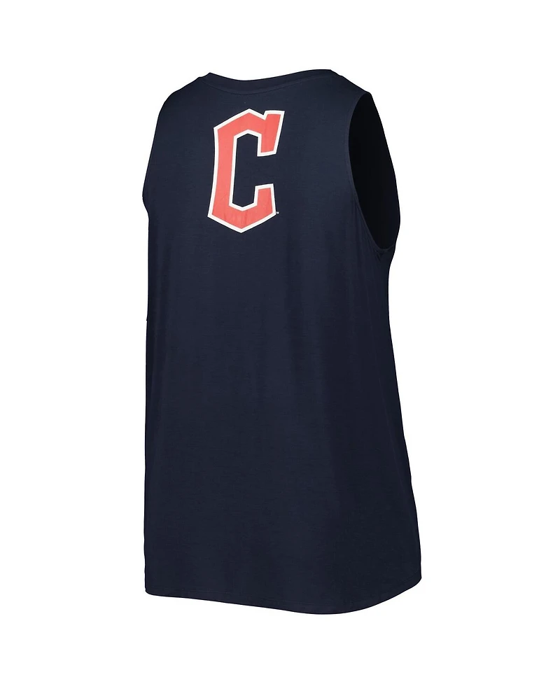 New Era Women's Navy Cleveland Guardians Plus Tank Top