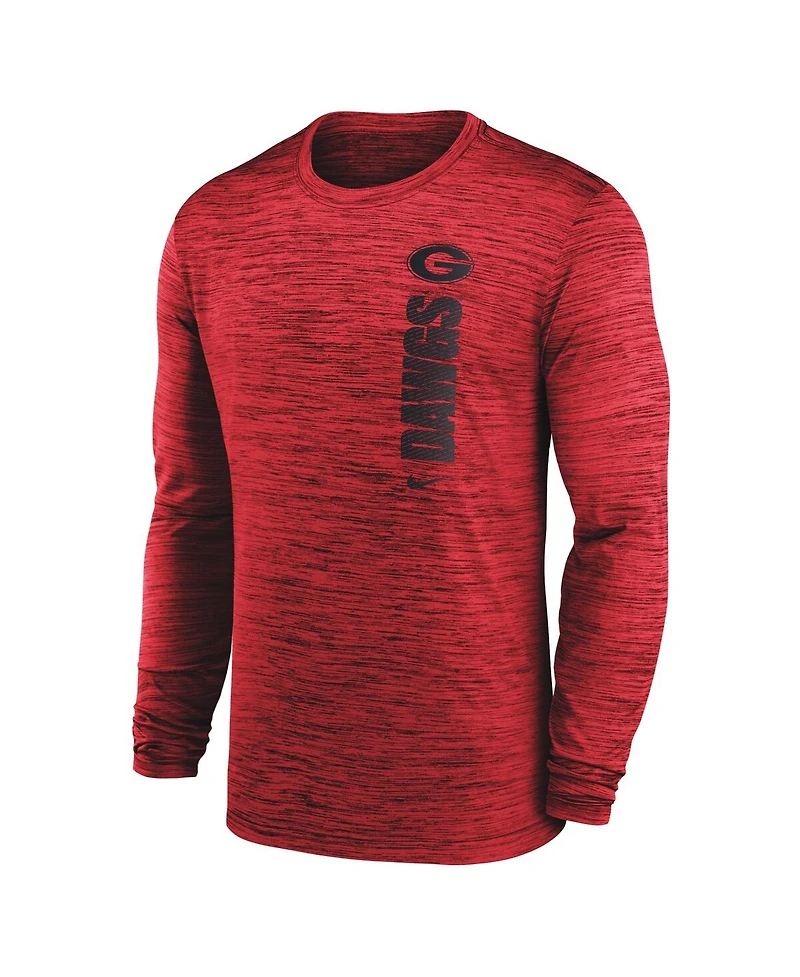 Nike Men's Red Georgia Bulldogs 2024 Sideline Velocity Performance Long Sleeve T-Shirt