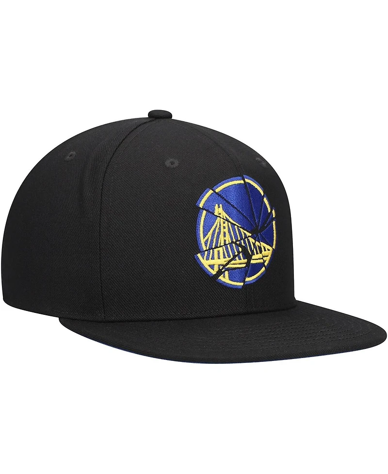 Mitchell & Ness Men's Black Golden State Warriors Shattered Snapback Hat