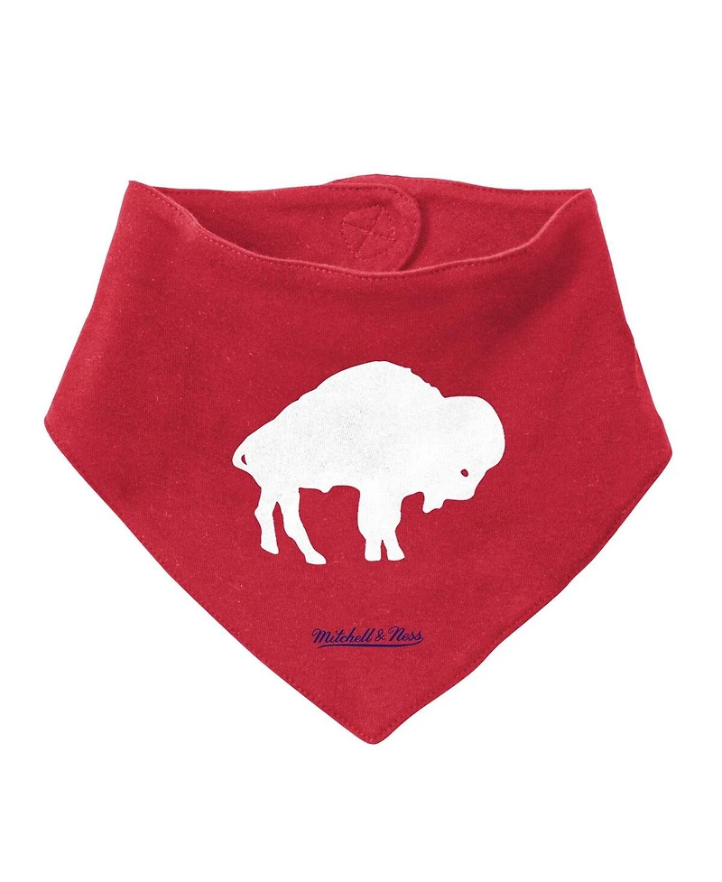 Mitchell & Ness Baby Boys and Girls Red/Royal Buffalo Bills Throwback Big Score Bodysuit, Bib Bootie Set