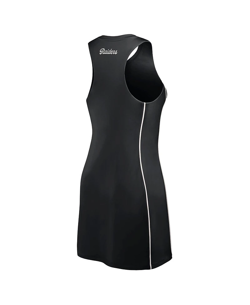 Fanatics Women's Black Las Vegas Raiders Studio Boost Athletic Half-Zip Dress