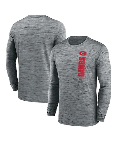 Nike Men's Heather Gray Georgia Bulldogs 2024 Sideline Velocity Performance Long Sleeve T-Shirt