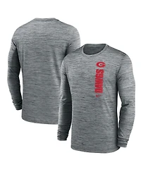 Nike Men's Heather Gray Georgia Bulldogs 2024 Sideline Velocity Performance Long Sleeve T-Shirt