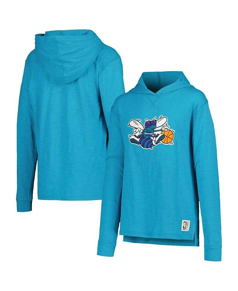 Mitchell & Ness Big Boys and Girls Teal Charlotte Hornets Hardwood Classics Legendary Slub Lightweight Pullover Hoodie