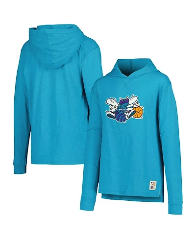Mitchell & Ness Big Boys and Girls Teal Charlotte Hornets Hardwood Classics Legendary Slub Lightweight Pullover Hoodie
